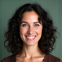 Porträt von Sofia, einer lächelnden Würfelgarten Mitarbeiterin